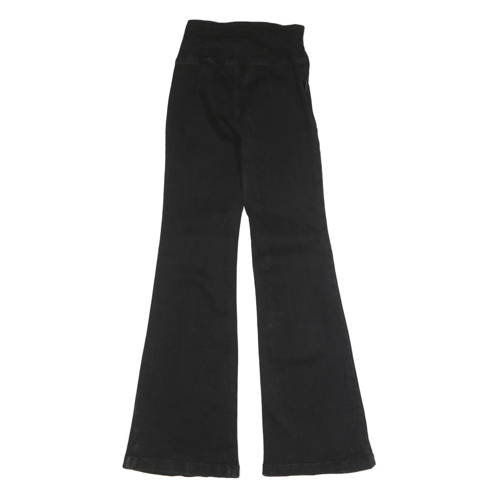 PINK LILY Womens Black Regular Flared Denim Woven Cotton Blend W26 L31 Button