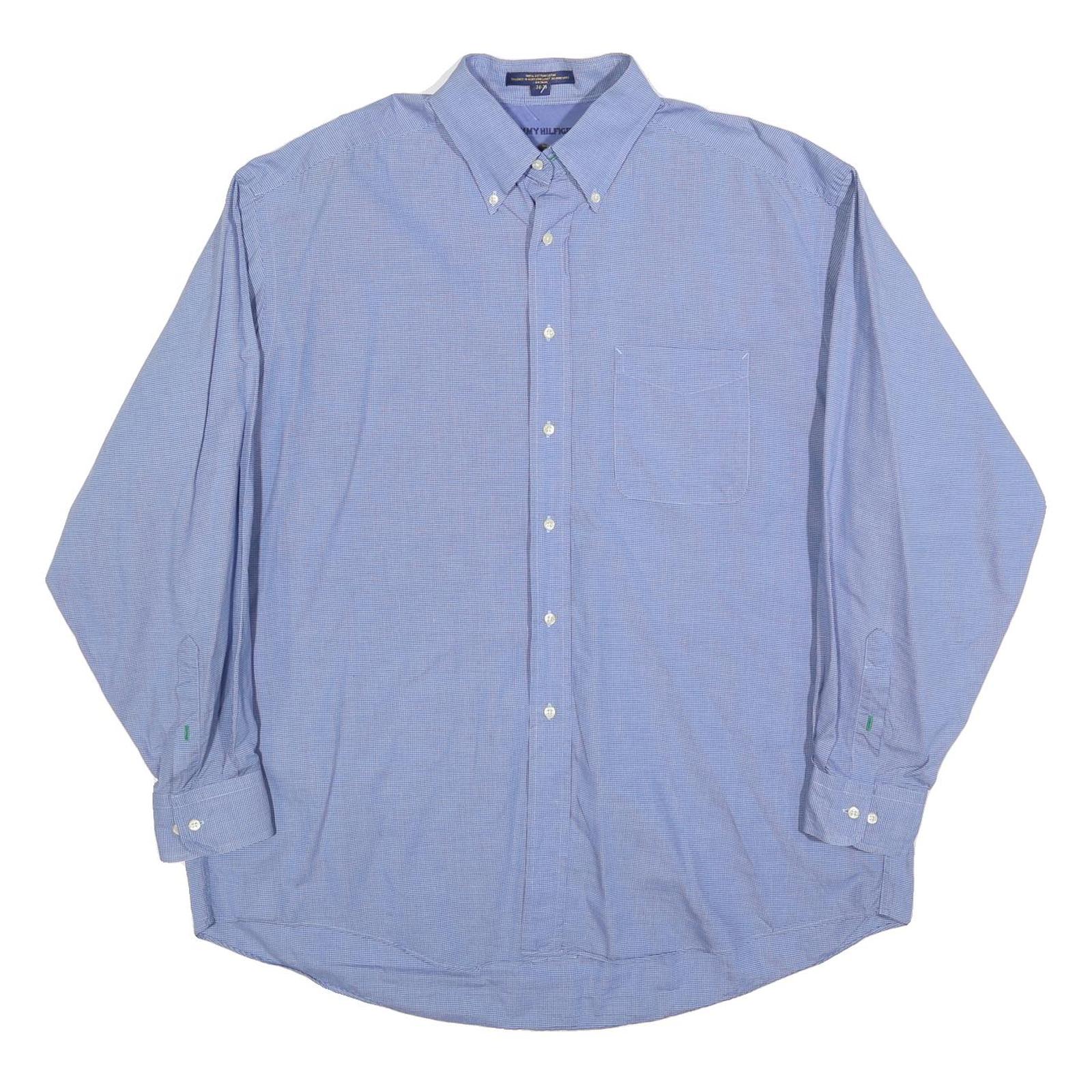 TOMMY HILFIGER Mens Blue Button Down Shirt XL Cotton Blend Classic Fit