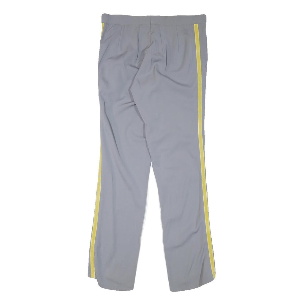 Mens Grey & Yellow Polyester Blend Straight Leg Trousers W32 L33 Regular Fit Zip