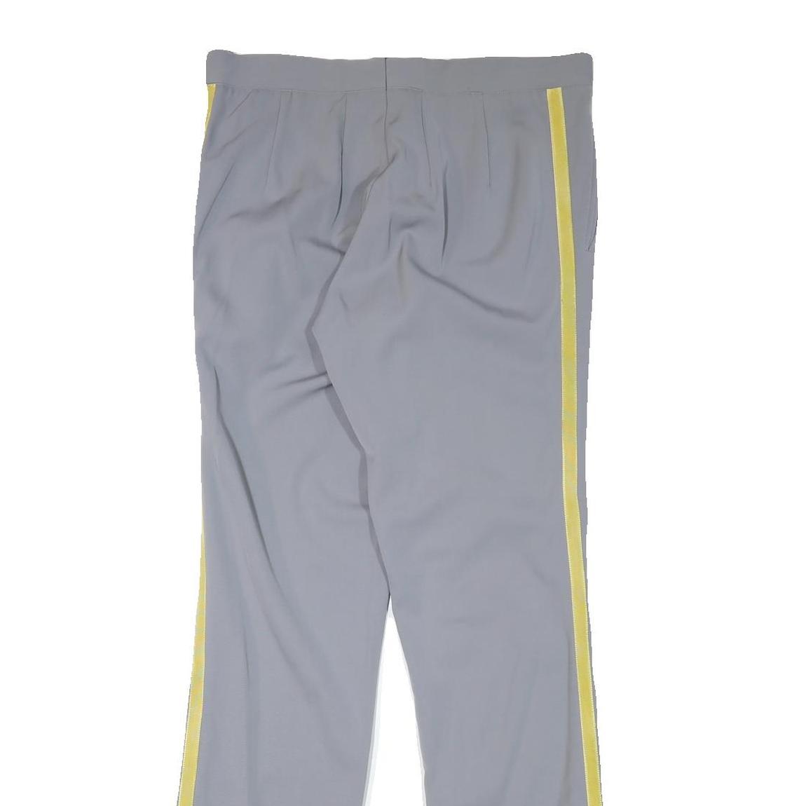 Mens Grey & Yellow Polyester Blend Straight Leg Trousers W32 L33 Regular Fit Zip