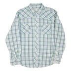 WRANGLER Mens Blue & Green Check Shirt M Classic Fit Cotton Blend Casual