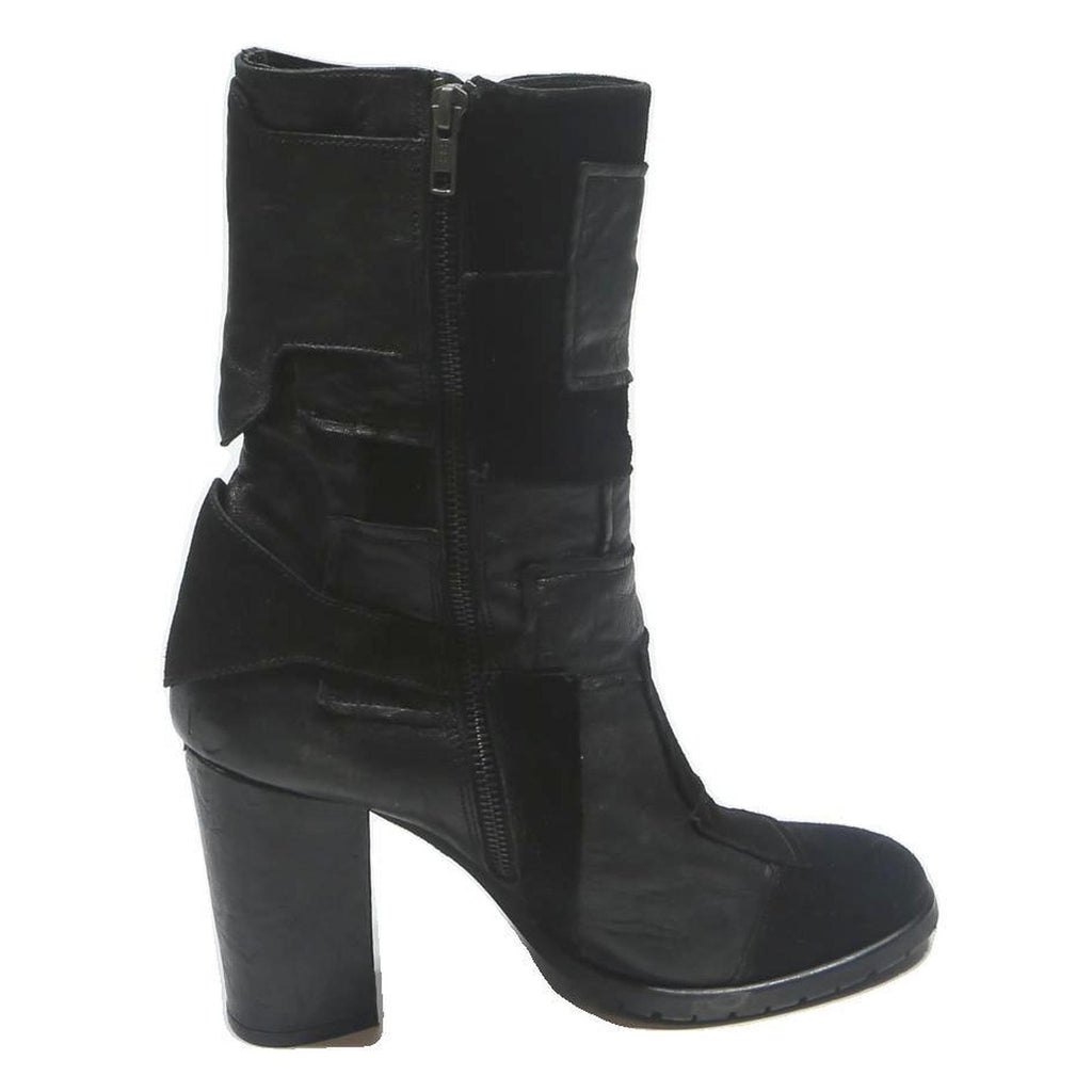 FORNARINA Womens Ankle Boots Black Leather UK 7 Stylish Buckle Detail