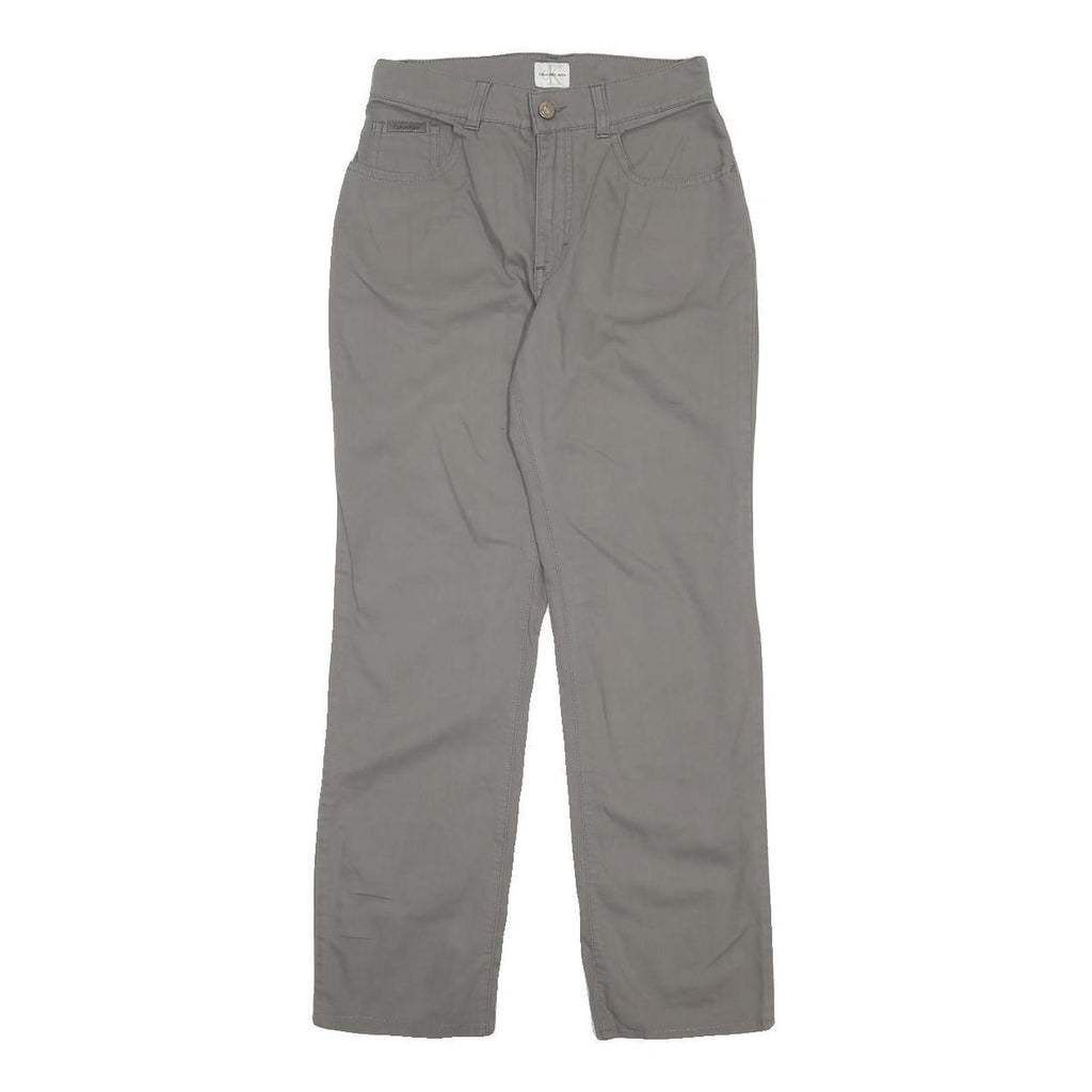 CALVIN KLEIN JEANS Womens Cotton Blend Grey Regular Fit Straight Leg Trousers