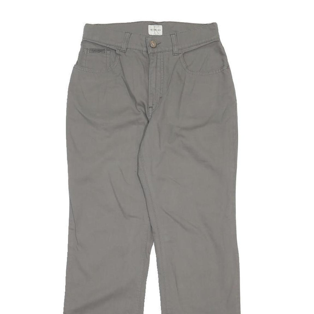 CALVIN KLEIN JEANS Womens Cotton Blend Grey Regular Fit Straight Leg Trousers