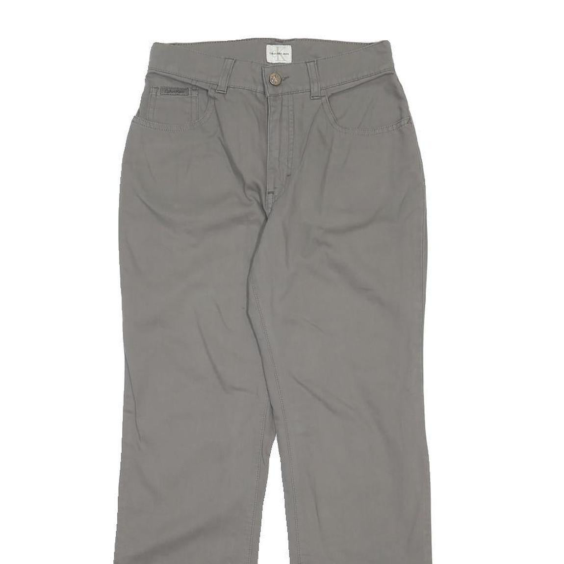 CALVIN KLEIN JEANS Womens Cotton Blend Grey Regular Fit Straight Leg Trousers