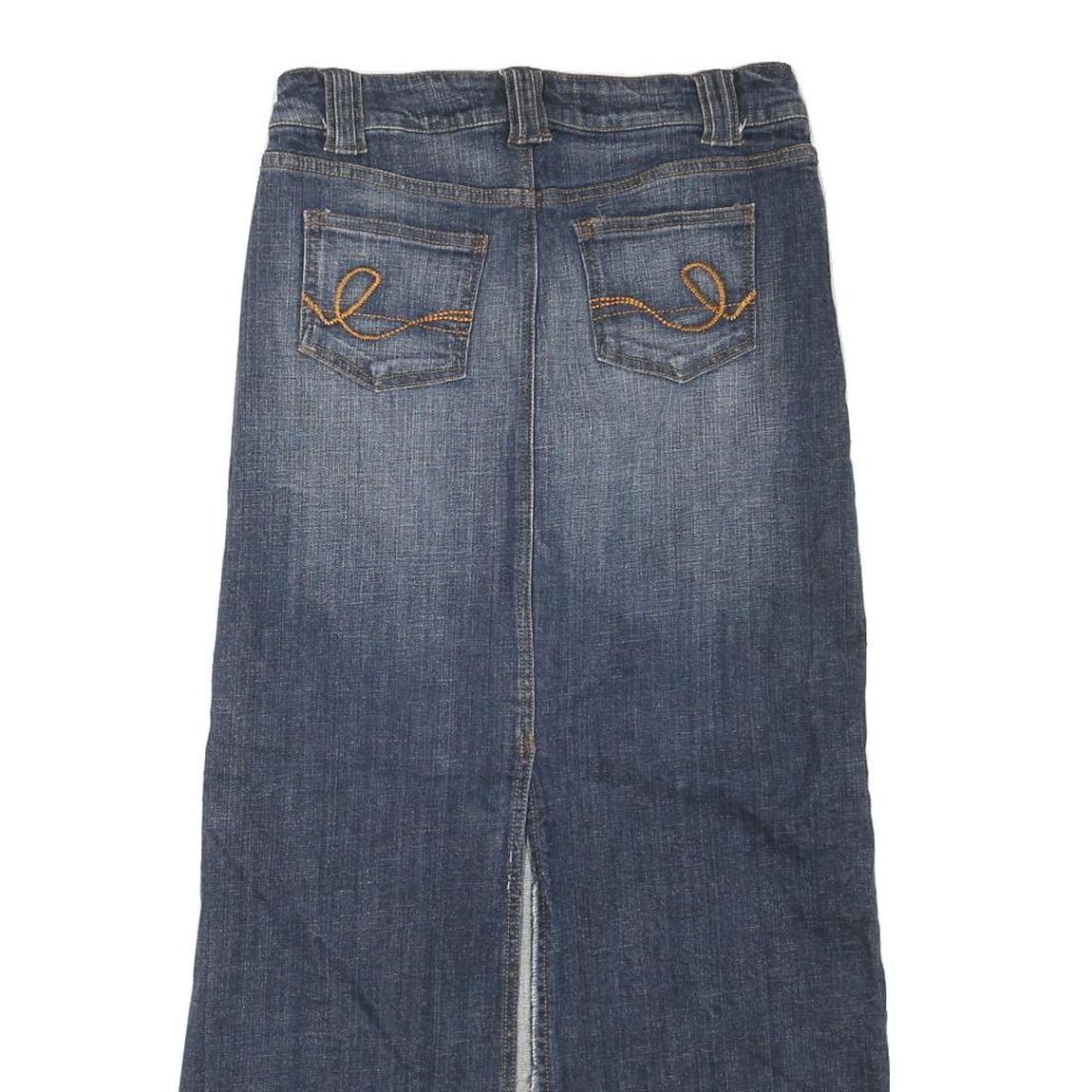 EUNINA Womens Blue Denim Midi Straight Skirt M Cotton Blend Casual Comfortable