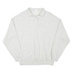 CHAMPION Mens White Cotton Blend Polo Collar M Sweatshirt Pullover Classic Logo
