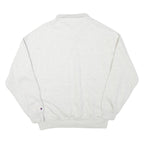 CHAMPION Mens White Cotton Blend Polo Collar M Sweatshirt Pullover Classic Logo