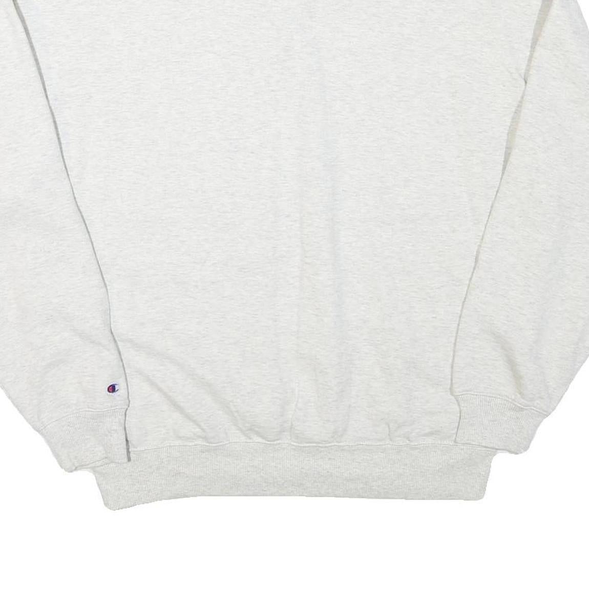 CHAMPION Mens White Cotton Blend Polo Collar M Sweatshirt Pullover Classic Logo