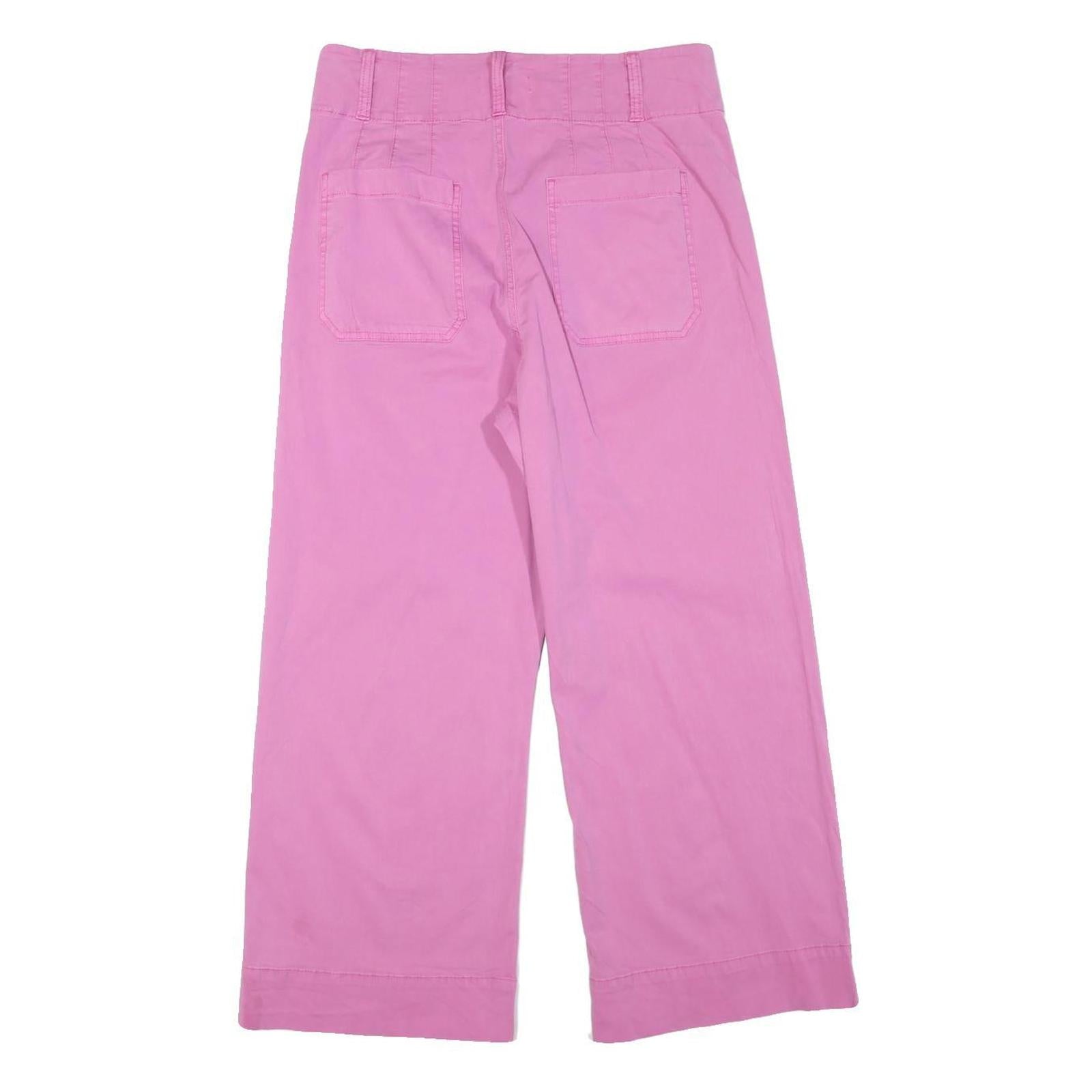 LAUREN CONRAD Womens Cotton Blend Pink Regular Wide-Leg Trousers W32 L25 Stylish