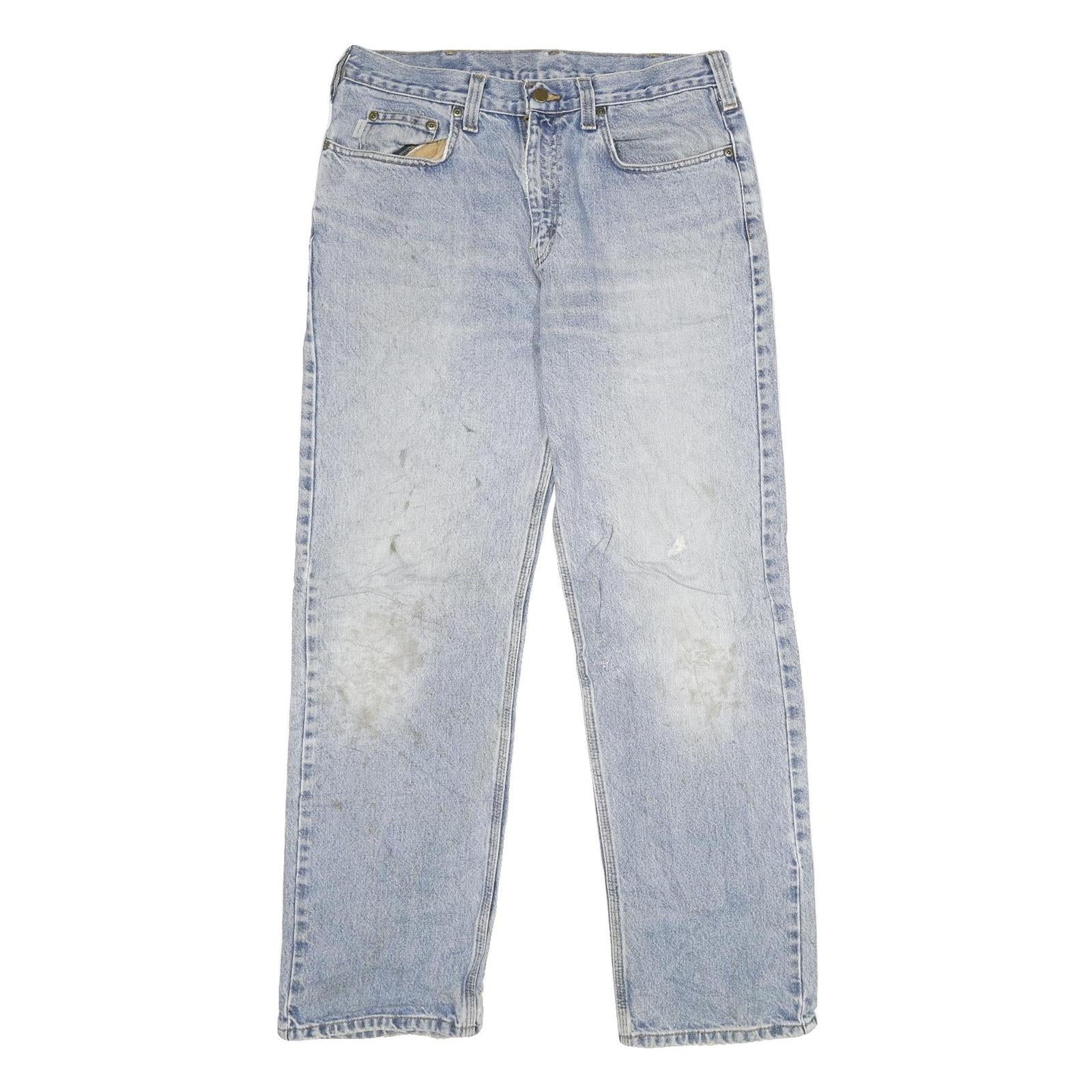 CARHARTT Mens Relaxed Blue Denim Light W34 L32 Classic Cotton Zip Jeans