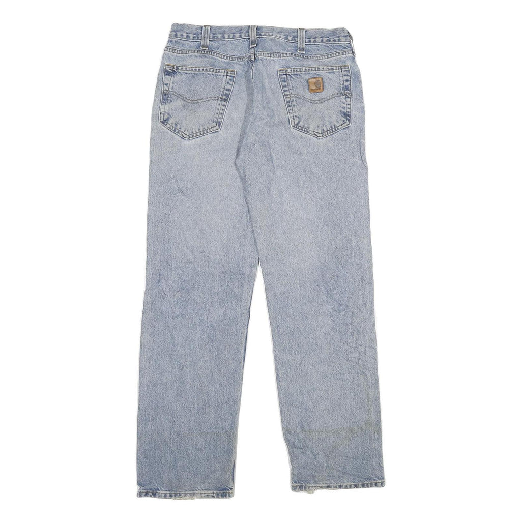 CARHARTT Mens Relaxed Blue Denim Light W34 L32 Classic Cotton Zip Jeans