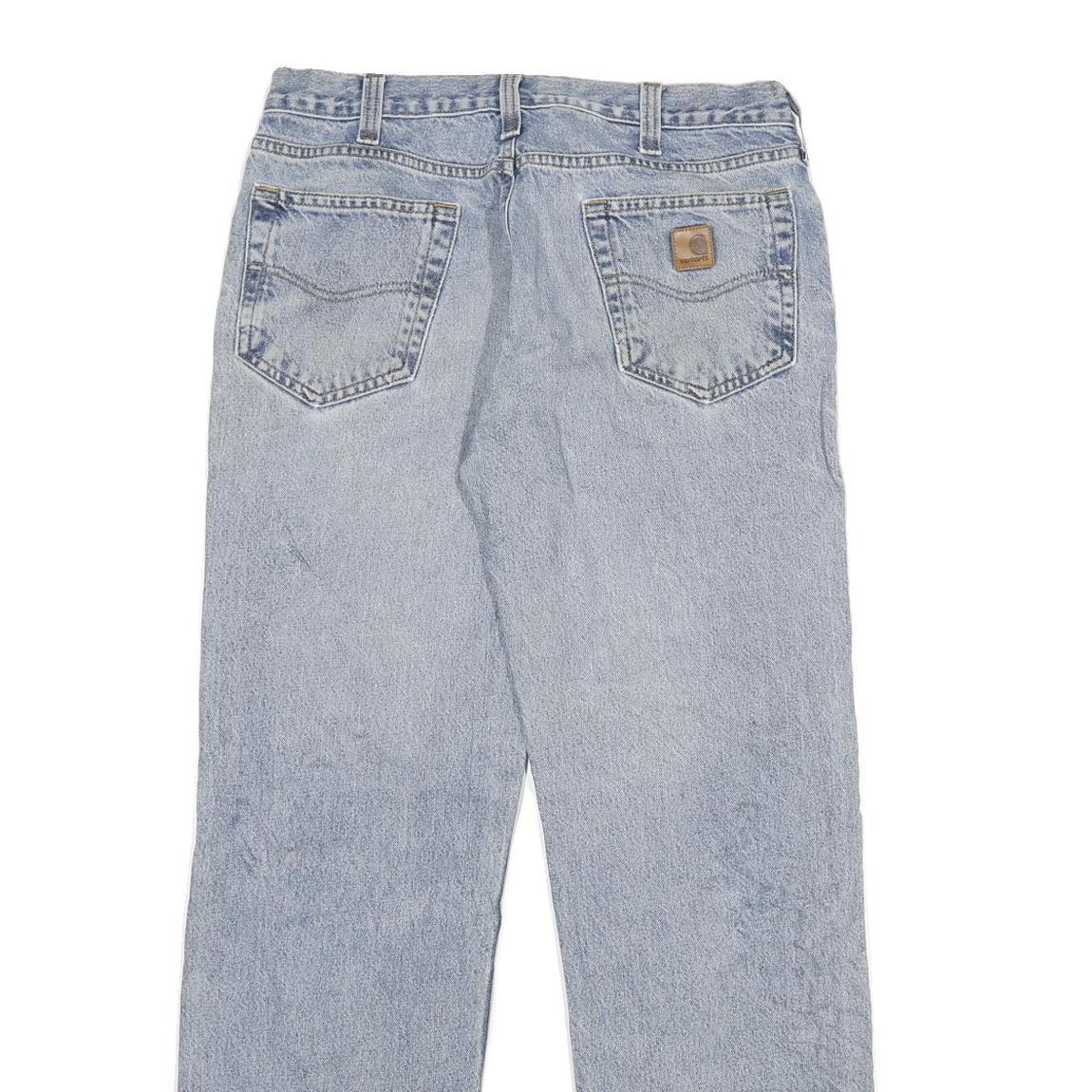 CARHARTT Mens Relaxed Blue Denim Light W34 L32 Classic Cotton Zip Jeans