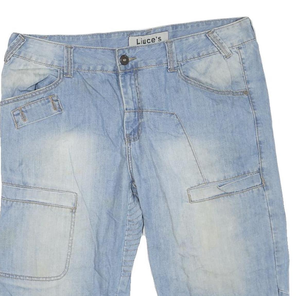LIUCE'S Mens Shorts Blue Cargo Casual XL W40 Cotton Blend Summer