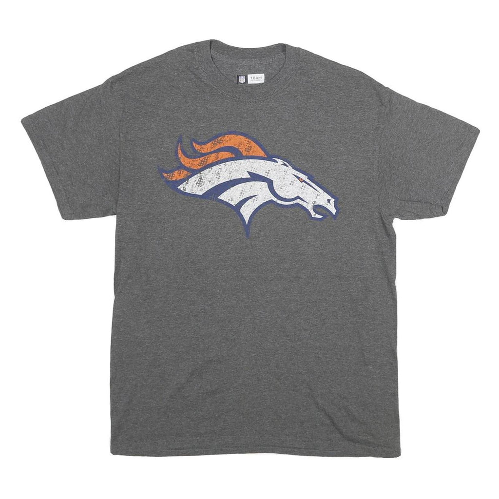 NFL Mens Grey Denver Broncos Graphic T-Shirt M Short Sleeve Crew Neck Casual