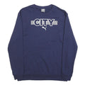 PUMA Mens Navy Blue CITY Logo Crew Neck L Sweatshirt Cotton Blend Pullover