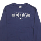 PUMA Mens Navy Blue CITY Logo Crew Neck L Sweatshirt Cotton Blend Pullover