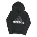 ADIDAS Womens Black Hoodie S Cotton Blend Pullover Sweatshirt Logo Print
