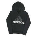 ADIDAS Womens Black Hoodie S Cotton Blend Pullover Sweatshirt Logo Print