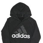 ADIDAS Womens Black Hoodie S Cotton Blend Pullover Sweatshirt Logo Print