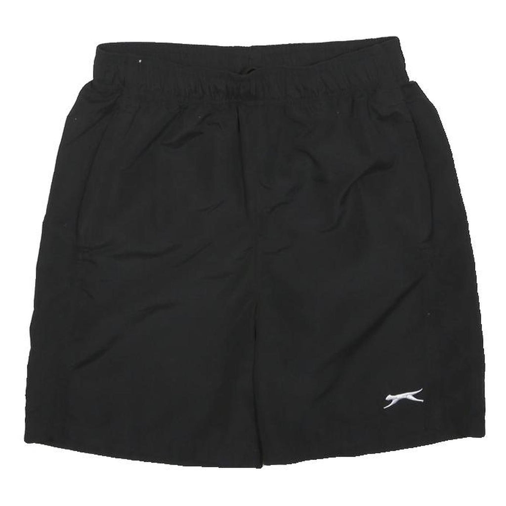 SLAZENGER Mens Black Casual Shorts S W24 Lightweight Polyester Elastic Waist