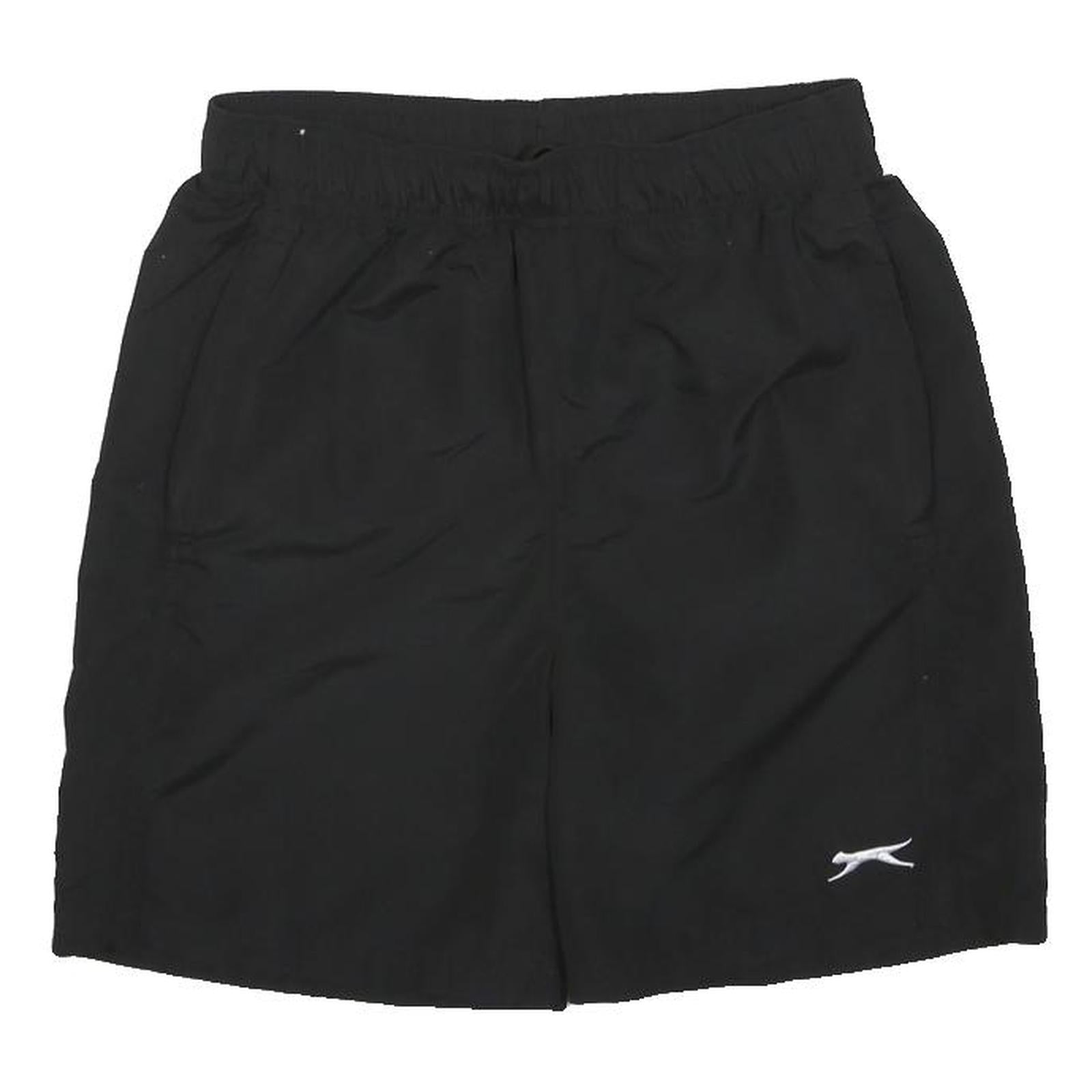 SLAZENGER Mens Black Casual Shorts S W24 Lightweight Polyester Elastic Waist