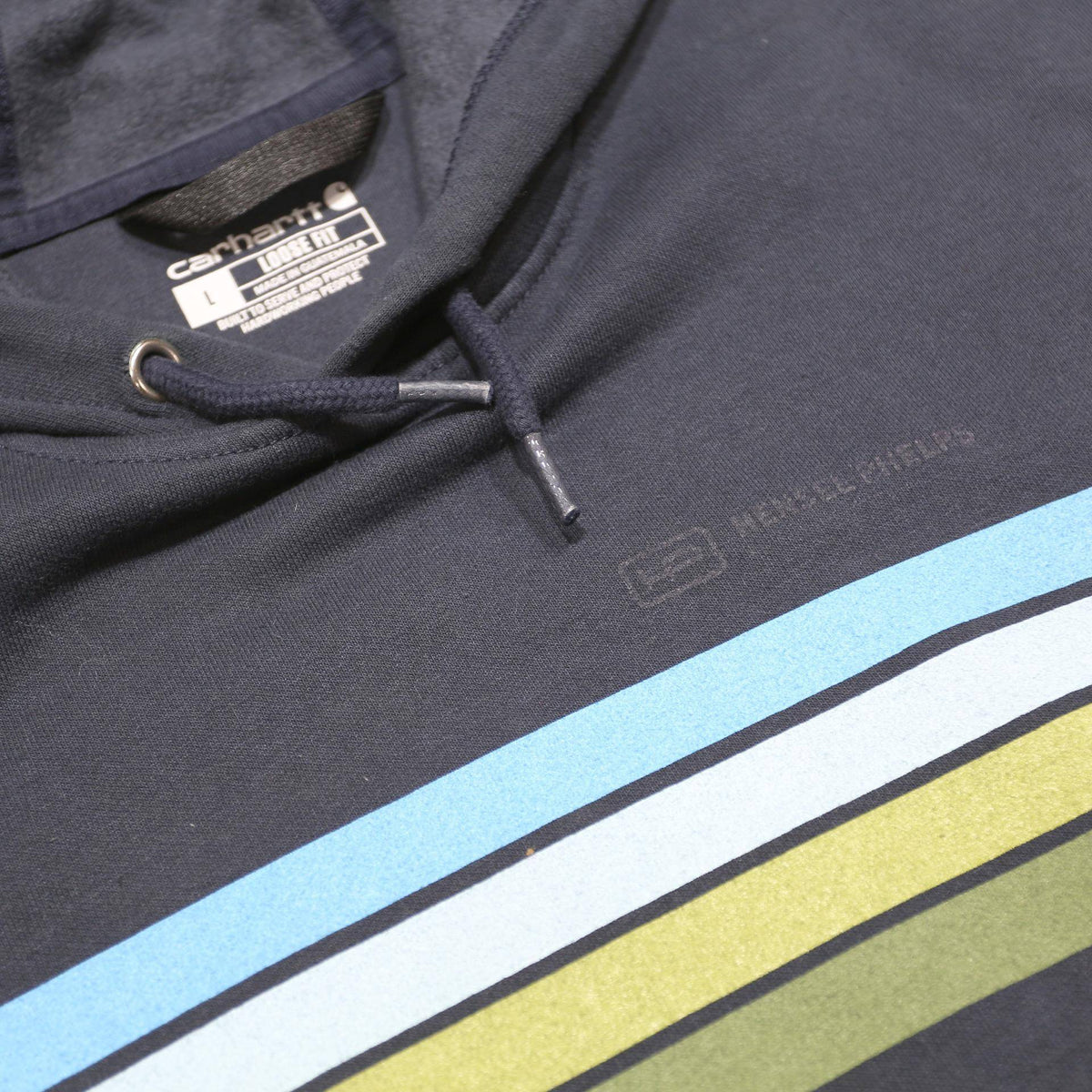 CARHARTT Mens Navy Blue Hoodie L Cotton Blend Casual Workwear Comfort