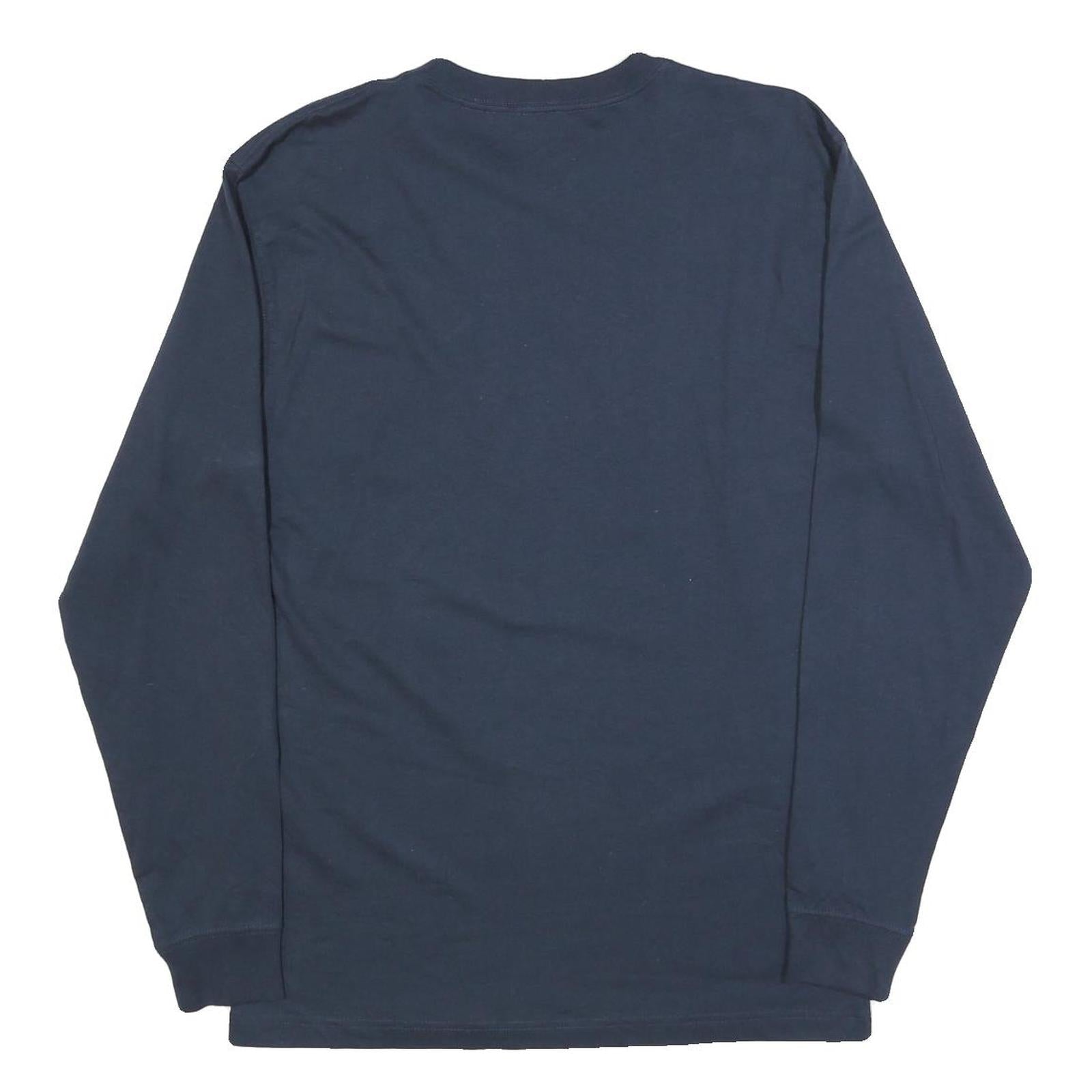 CARHARTT Mens Navy Blue Long Sleeve T-Shirt Crew Neck Cotton Blend S Pocket