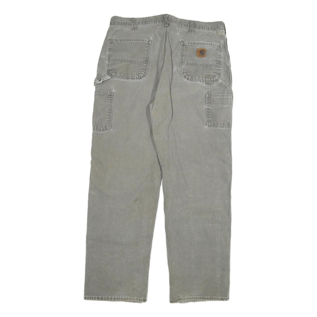 CARHARTT Mens Jeans Grey Relaxed Straight Cotton Blend W36 L33 Workwear Durable