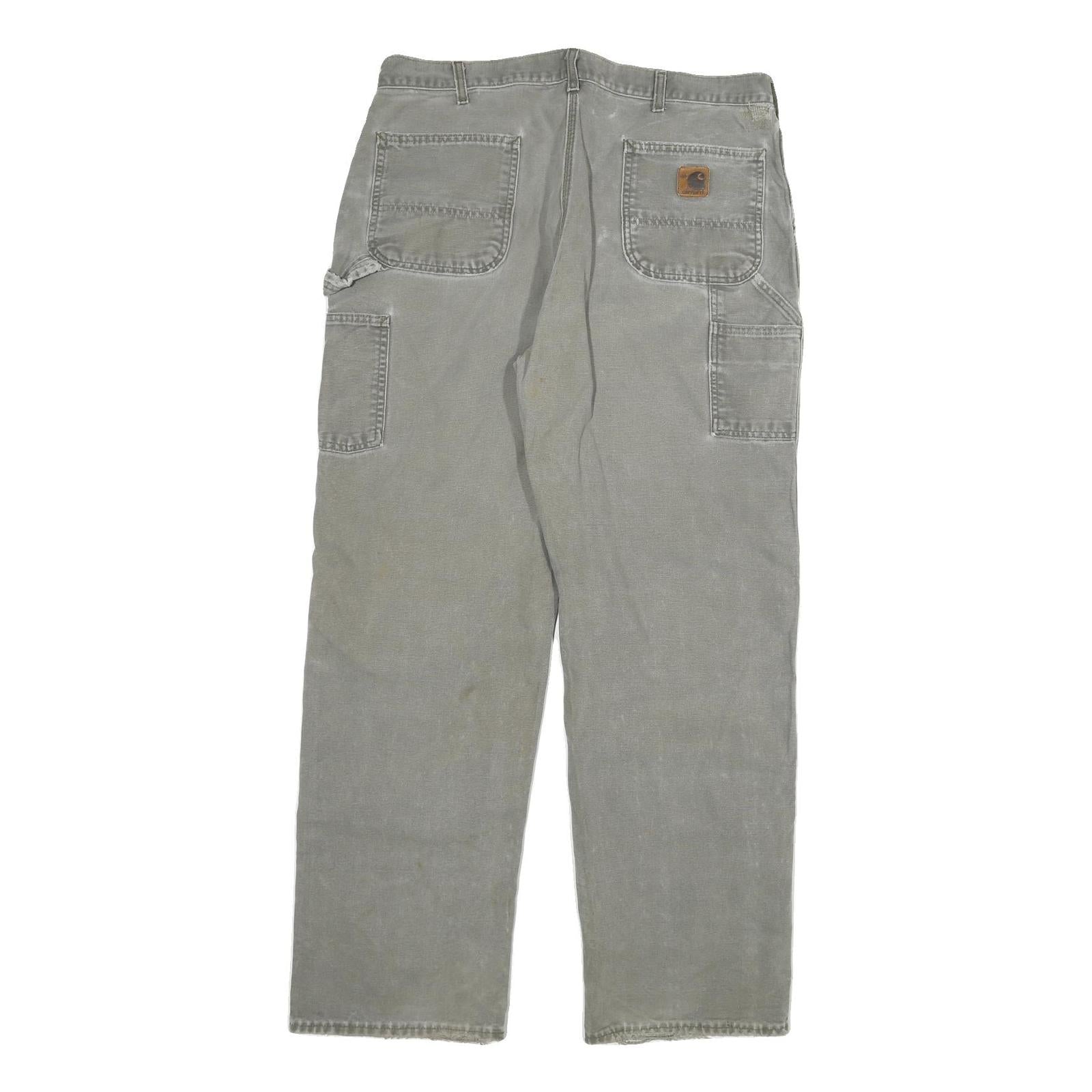 CARHARTT Mens Jeans Grey Relaxed Straight Cotton Blend W36 L33 Workwear Durable
