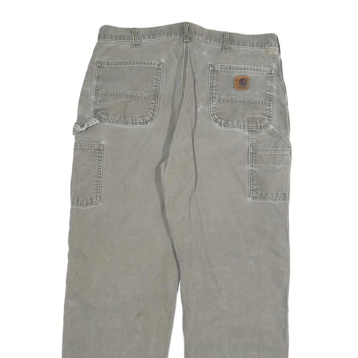 CARHARTT Mens Jeans Grey Relaxed Straight Cotton Blend W36 L33 Workwear Durable