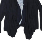 TED BAKER Womens Navy Blue Floral Print Open Front Long Sleeve Cotton Blend Top