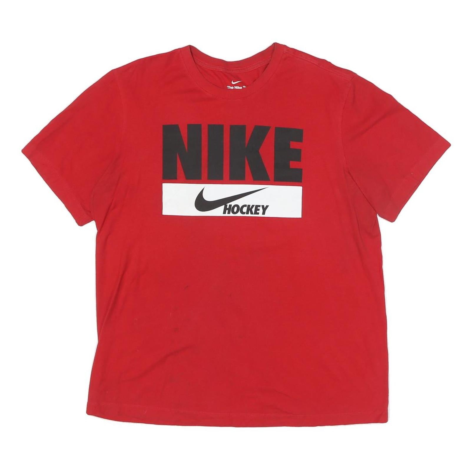 NIKE Mens Red Graphic T-Shirt L Short Sleeve Crew Neck Sports Casual