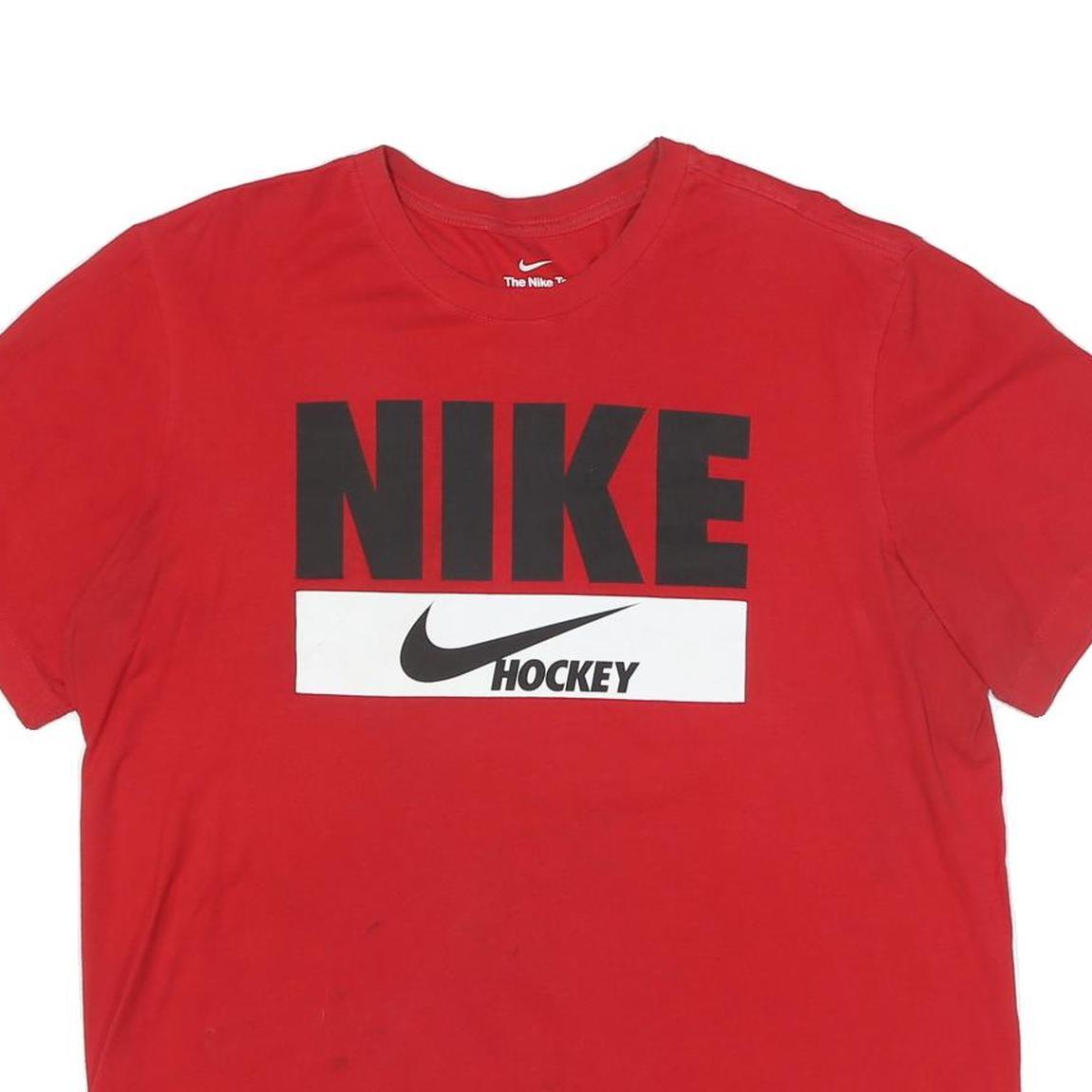 NIKE Mens Red Graphic T-Shirt L Short Sleeve Crew Neck Sports Casual