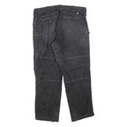 DICKIES Mens Cotton Blend Black Relaxed Straight Trousers W36 L32 Workwear