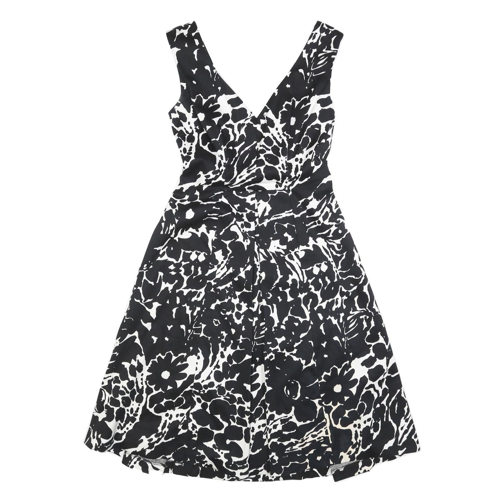 JENNY PACKHAM Womens Black & White Floral Cotton Blend Fit & Flare Midi Dress UK