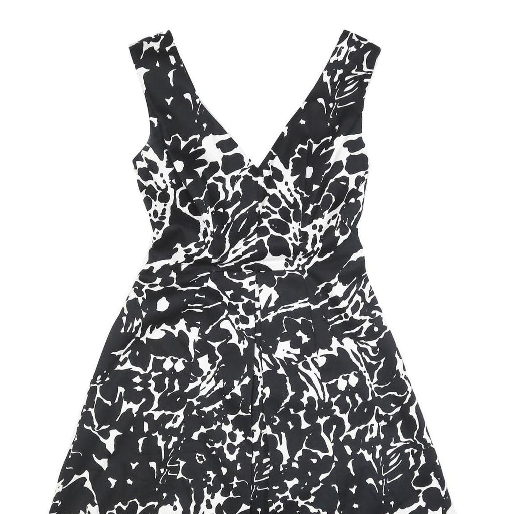 JENNY PACKHAM Womens Black & White Floral Cotton Blend Fit & Flare Midi Dress UK