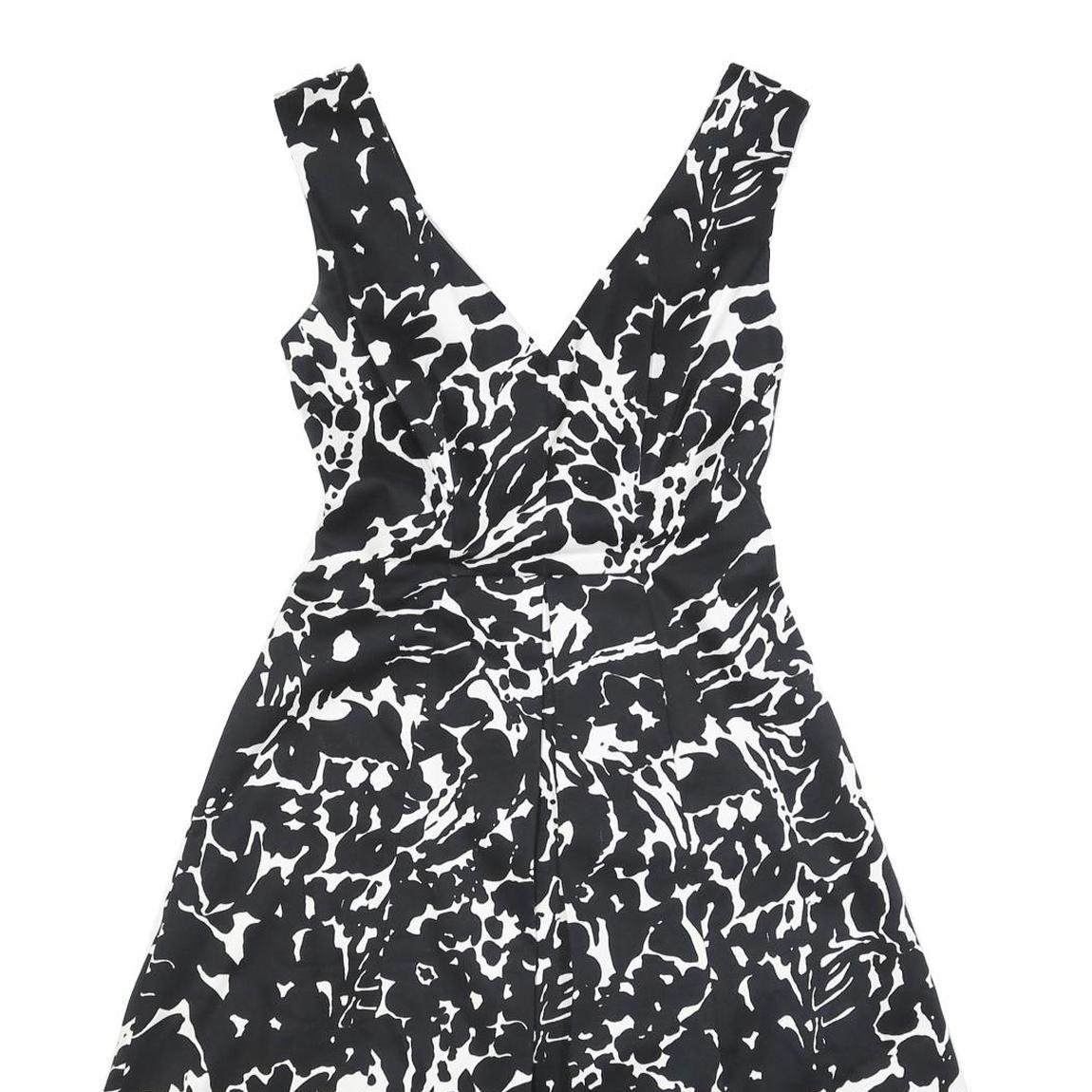 JENNY PACKHAM Womens Black & White Floral Cotton Blend Fit & Flare Midi Dress UK