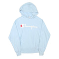 CHAMPION Mens Blue Pullover Hoodie S Classic Logo Cotton Blend Casual