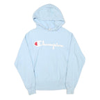 CHAMPION Mens Blue Pullover Hoodie S Classic Logo Cotton Blend Casual