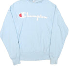CHAMPION Mens Blue Pullover Hoodie S Classic Logo Cotton Blend Casual