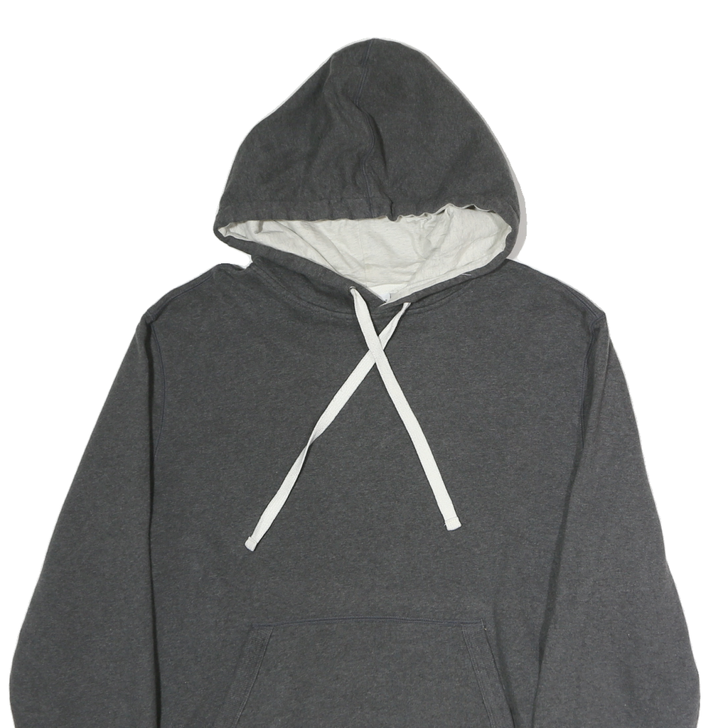 CHAMPION Mens Grey & Cream Pullover Hoodie L Cotton Drawstring