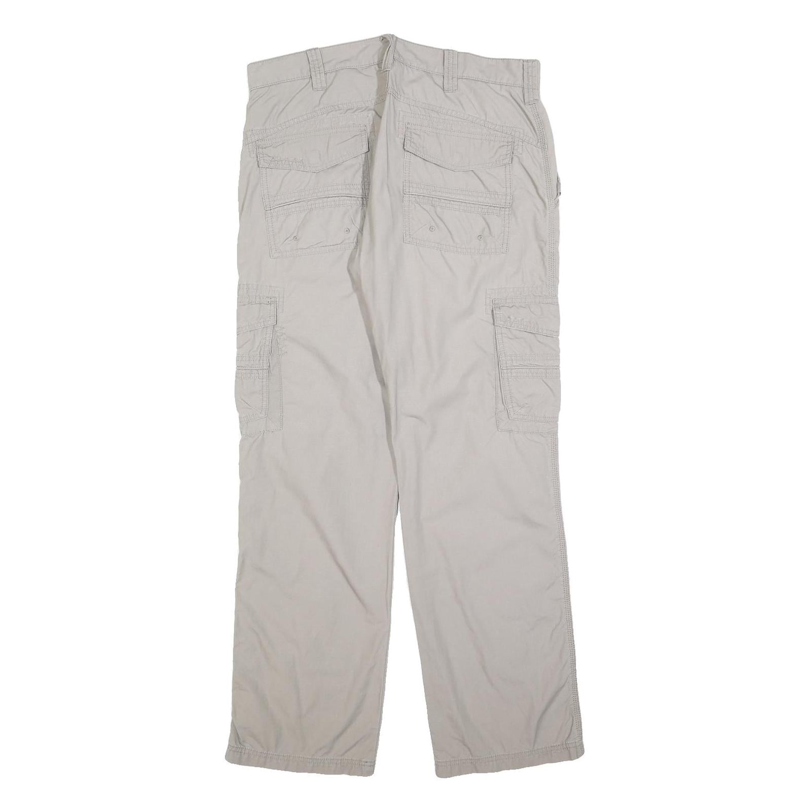 CHONM 707 Mens Cotton Blend Beige Regular Cargo Trousers W32 L32 Utility Pocket