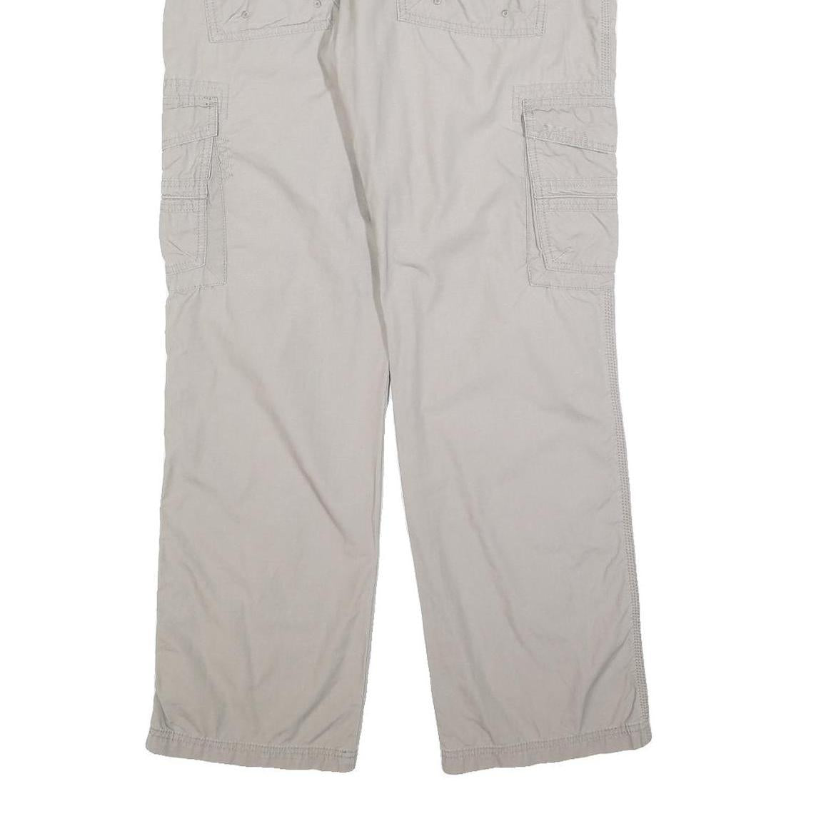 CHONM 707 Mens Cotton Blend Beige Regular Cargo Trousers W32 L32 Utility Pocket