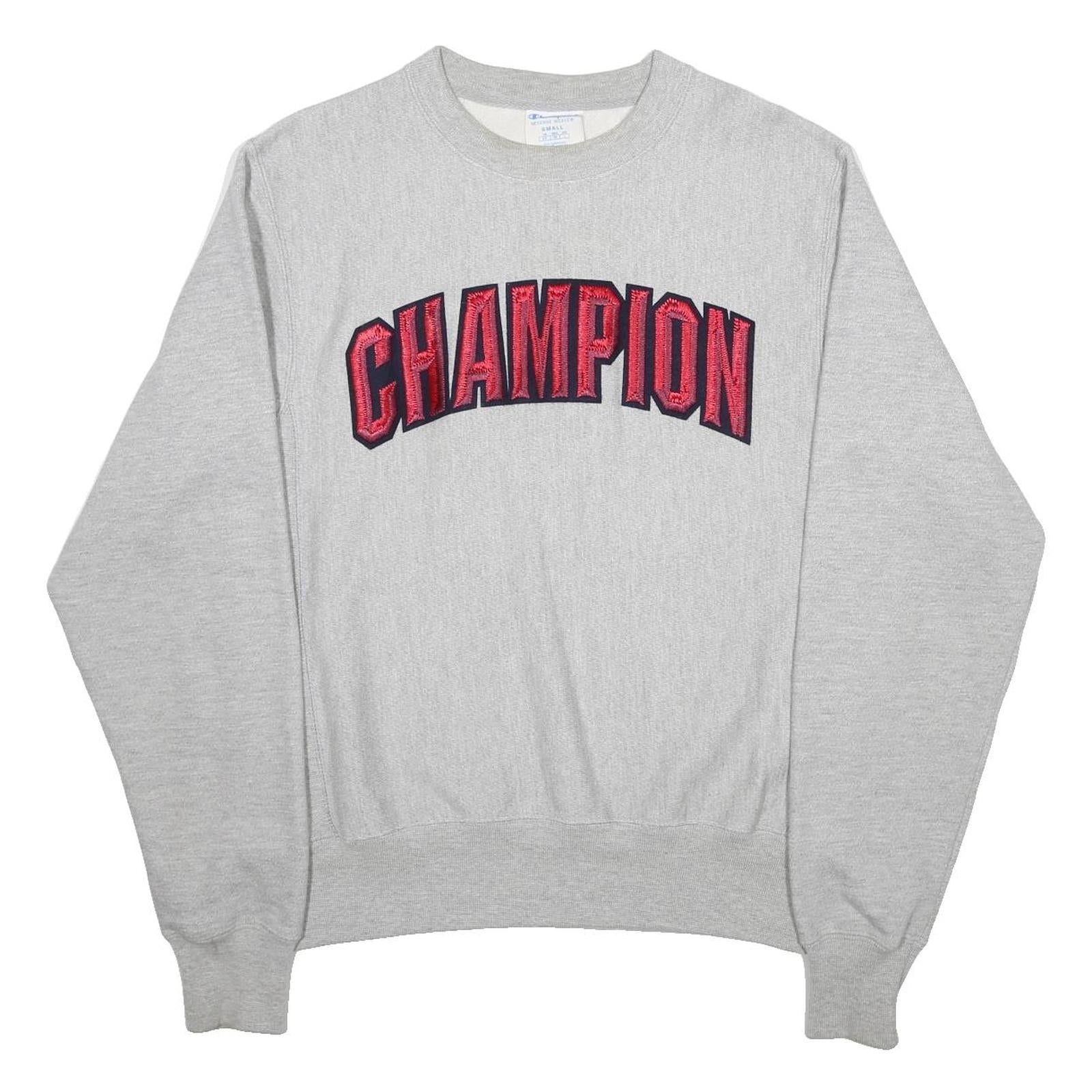 CHAMPION REVERSE WEAVE Mens Grey Crew Neck S Embroidered Logo Sweatshirt