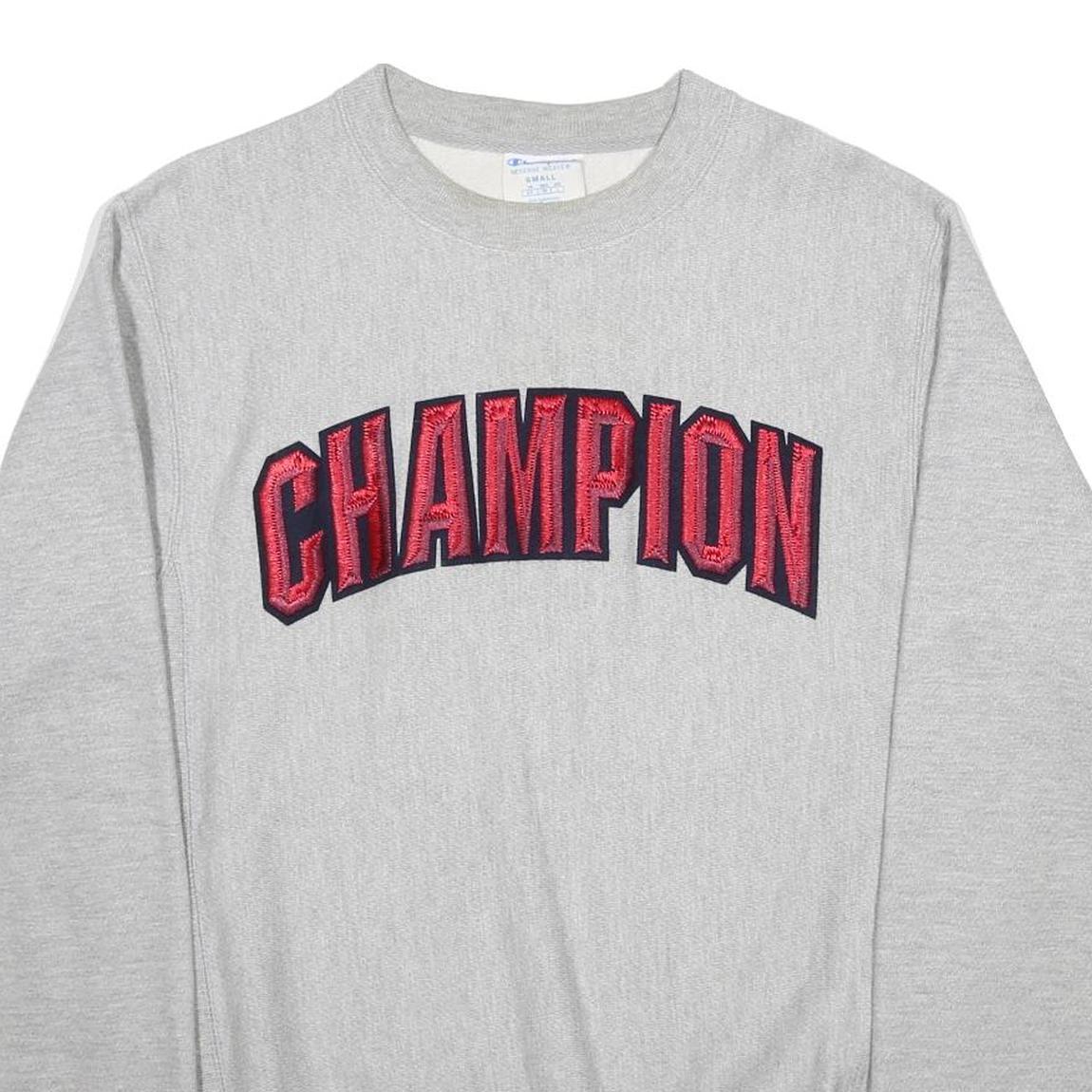 CHAMPION REVERSE WEAVE Mens Grey Crew Neck S Embroidered Logo Sweatshirt