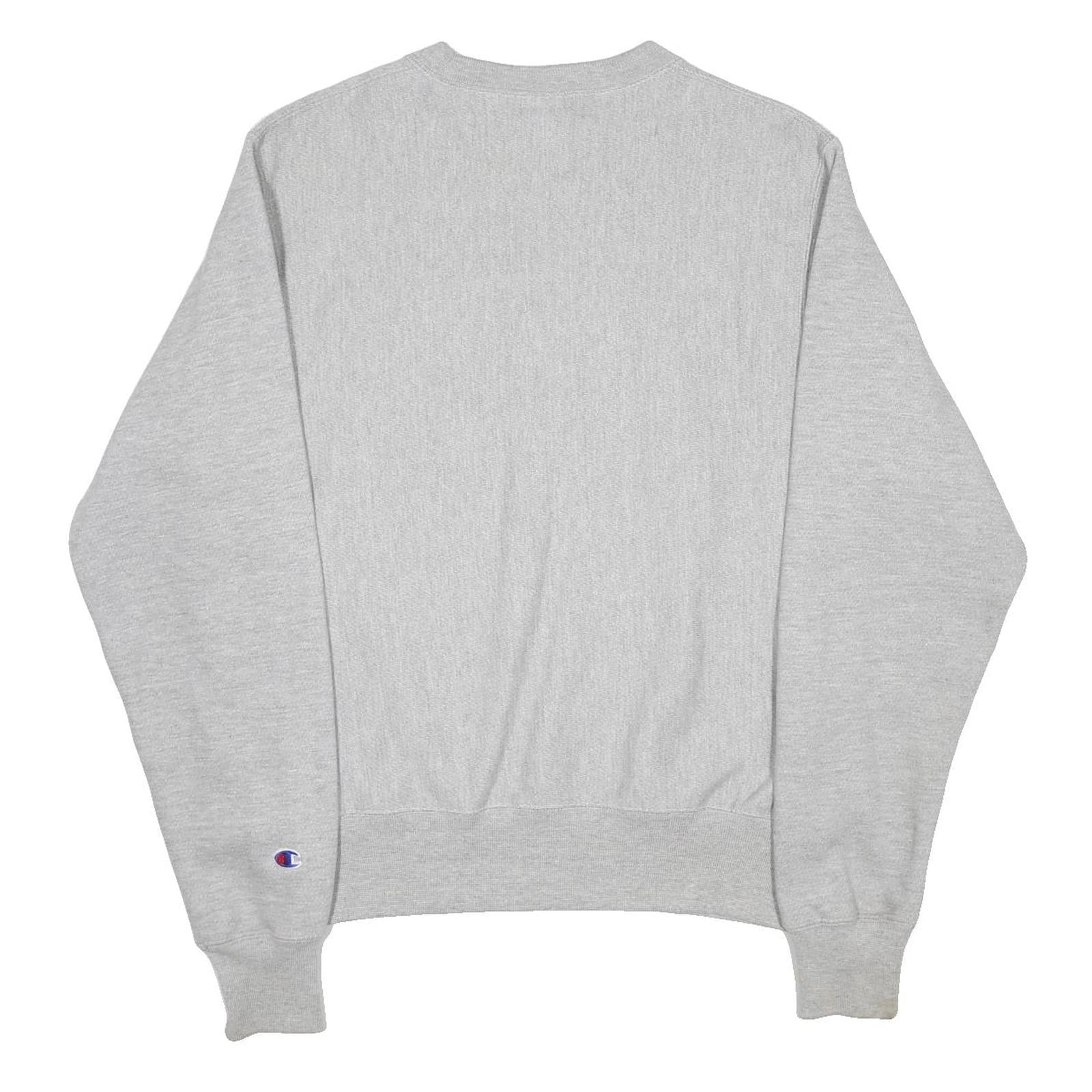 CHAMPION REVERSE WEAVE Mens Grey Crew Neck S Embroidered Logo Sweatshirt