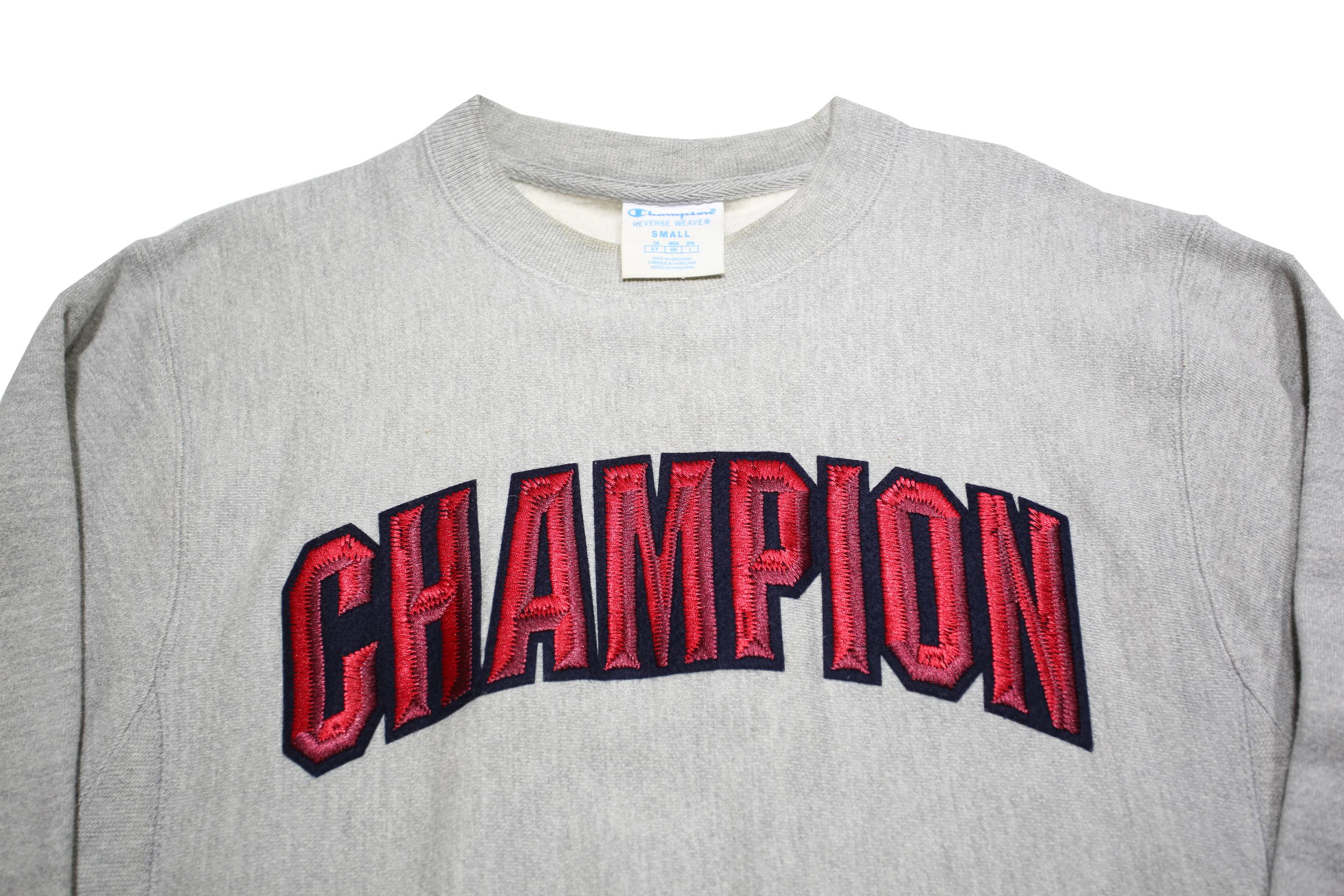 CHAMPION REVERSE WEAVE Mens Grey Crew Neck S Embroidered Logo Sweatshirt