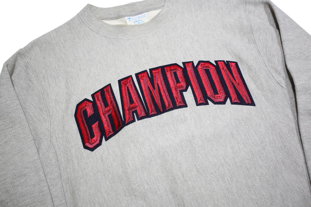 CHAMPION REVERSE WEAVE Mens Grey Crew Neck S Embroidered Logo Sweatshirt