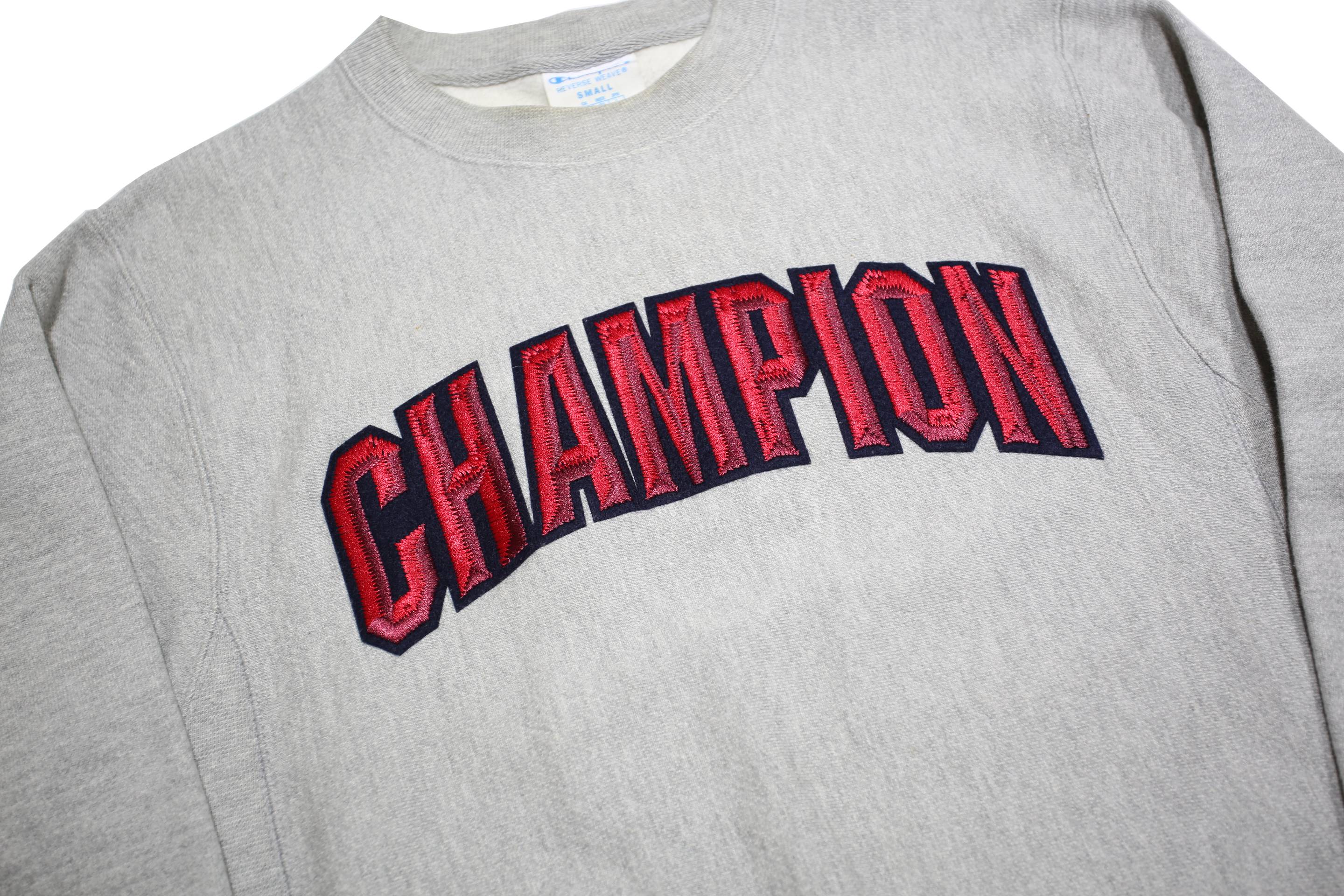 CHAMPION REVERSE WEAVE Mens Grey Crew Neck S Embroidered Logo Sweatshirt